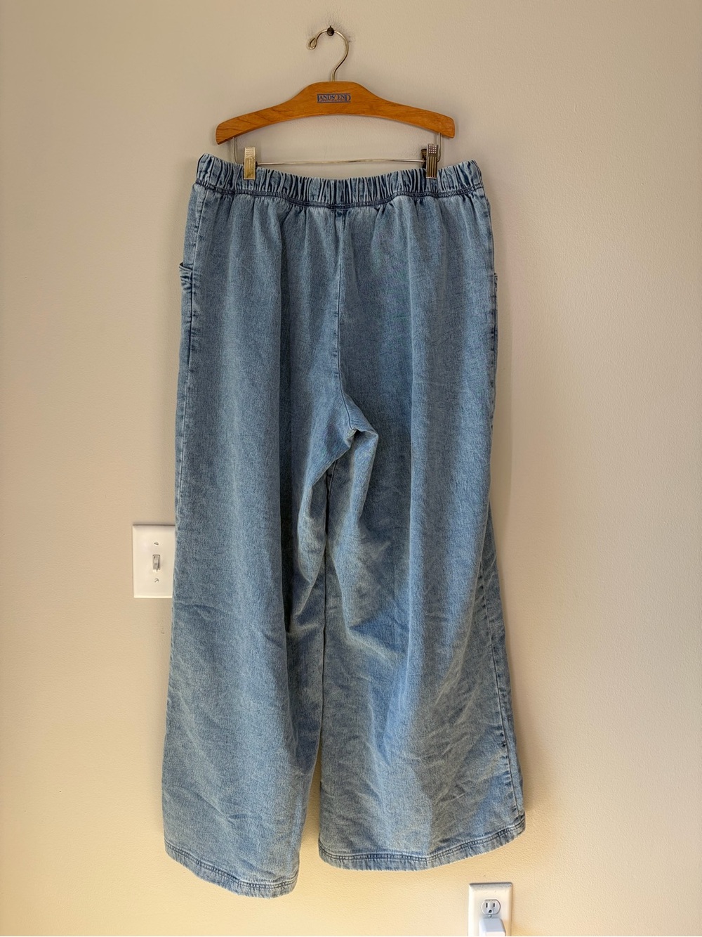 Aerie Daydream Denim Stretch Wide Leg Trouser Pants Size Large LONG - Picture 3 of 11